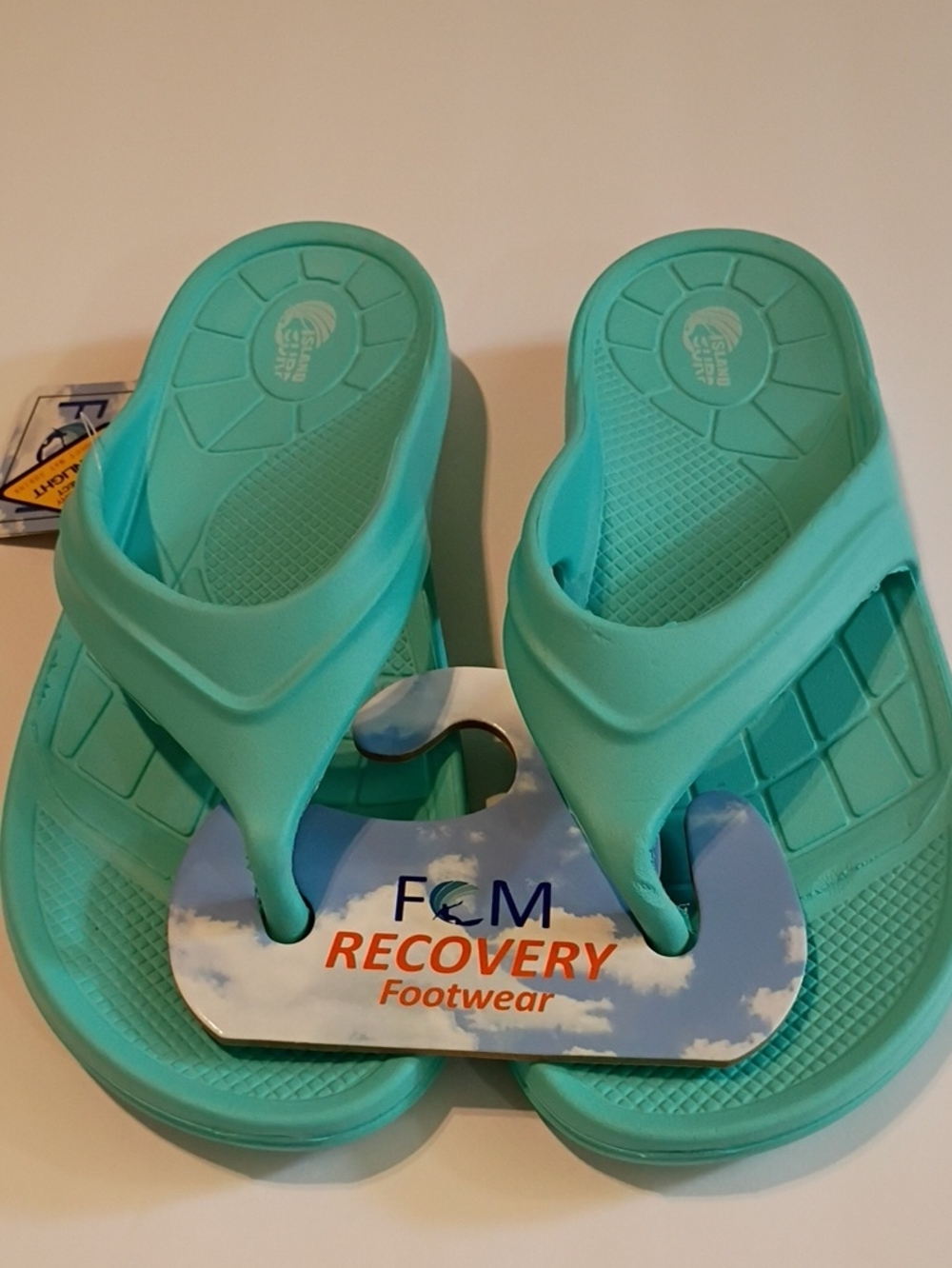 ISLAND SURF Recovery Footwear Women's Teal Recovery Flip Flop Sandals SIZE 8